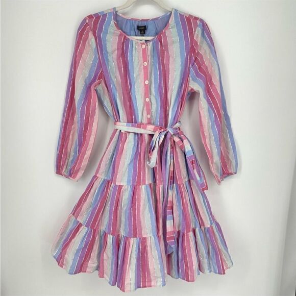 J. Crew Belted Button Up Dress in Pastel Stripe - Picture 4 of 12